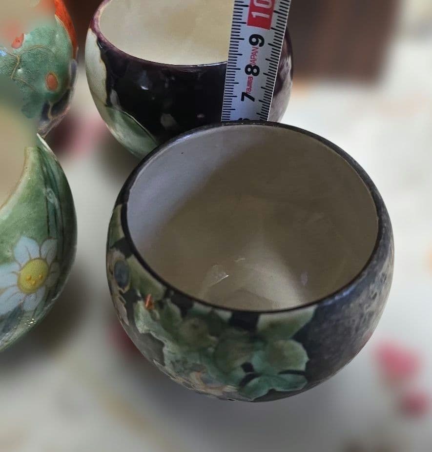 清水焼陶あん窯絵がわり玉湯のみ４客彩な花柄 湯飲みセット