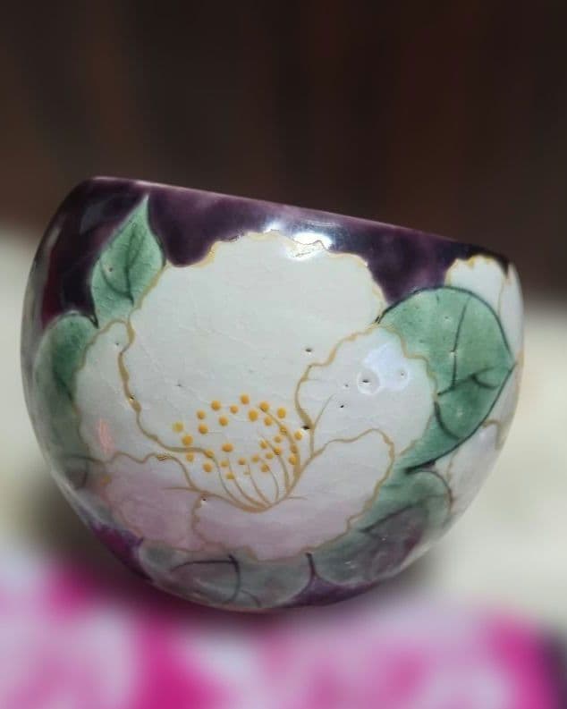 清水焼陶あん窯絵がわり玉湯のみ４客彩な花柄 湯飲みセット