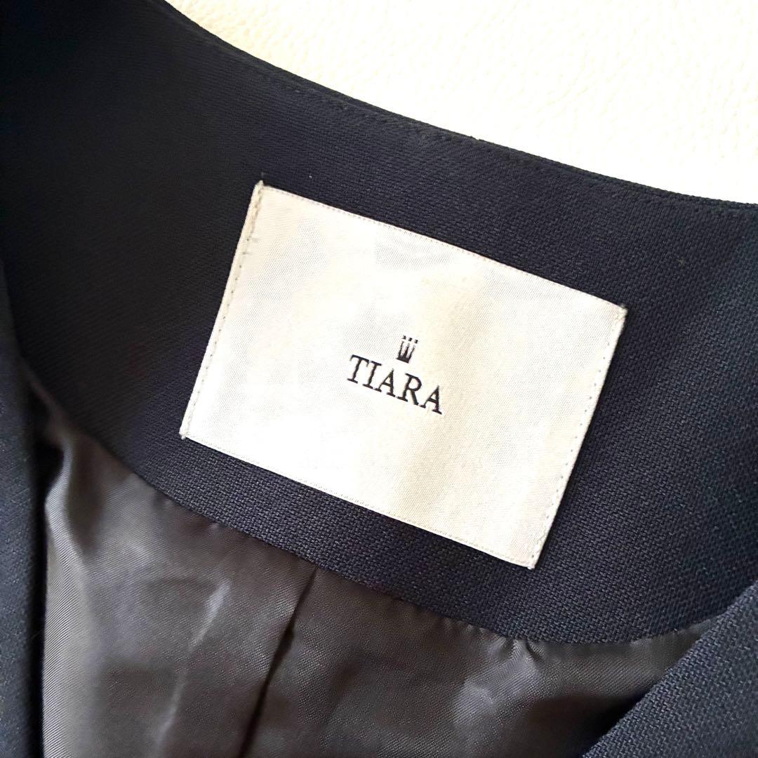 【美品】ティアラ　洗えるペプラムジレ　ネイビー　金ボタン　フォーマル　ベスト