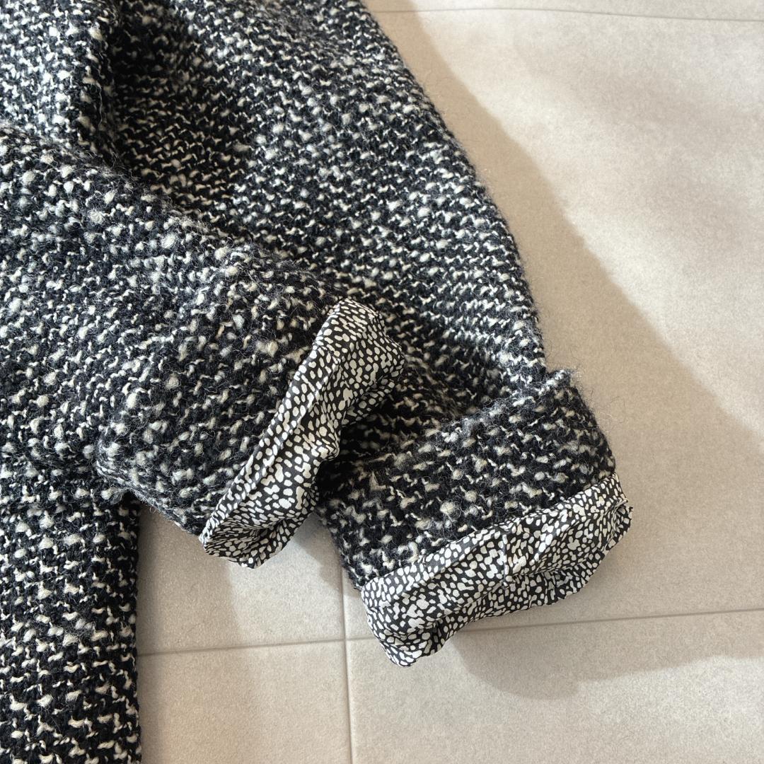 美品 最高級白タグ マックスマーラ♡ノーカラーツイードジャケット バージンウール