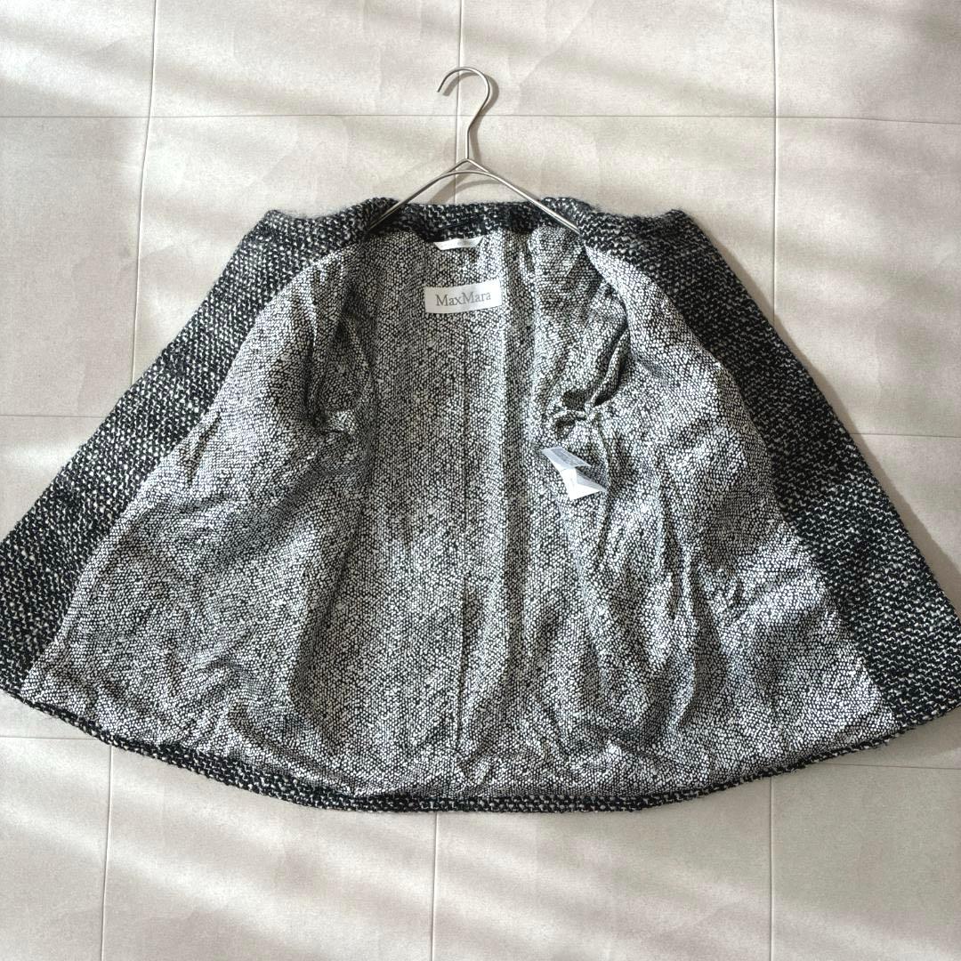 美品 最高級白タグ マックスマーラ♡ノーカラーツイードジャケット バージンウール