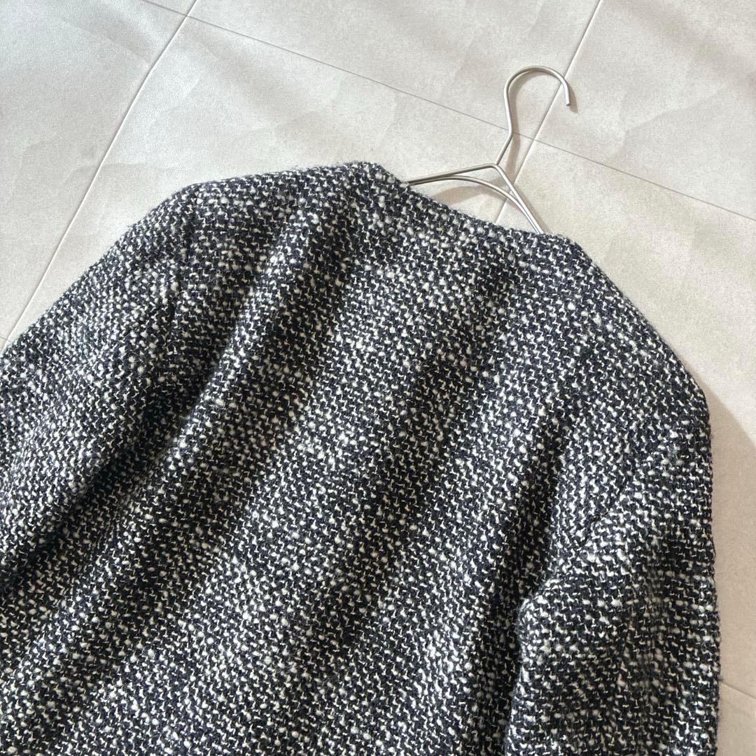 美品 最高級白タグ マックスマーラ♡ノーカラーツイードジャケット バージンウール