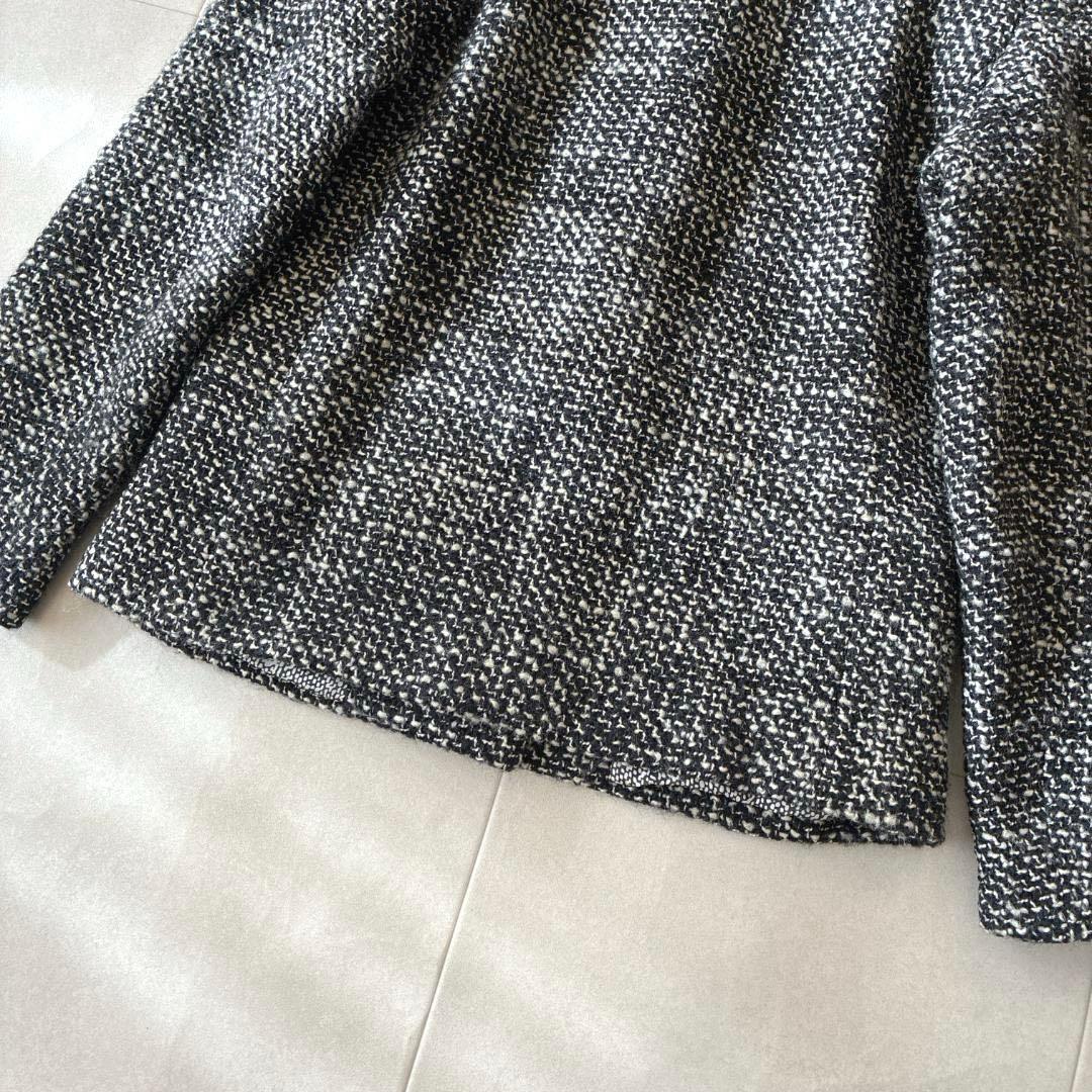 美品 最高級白タグ マックスマーラ♡ノーカラーツイードジャケット バージンウール