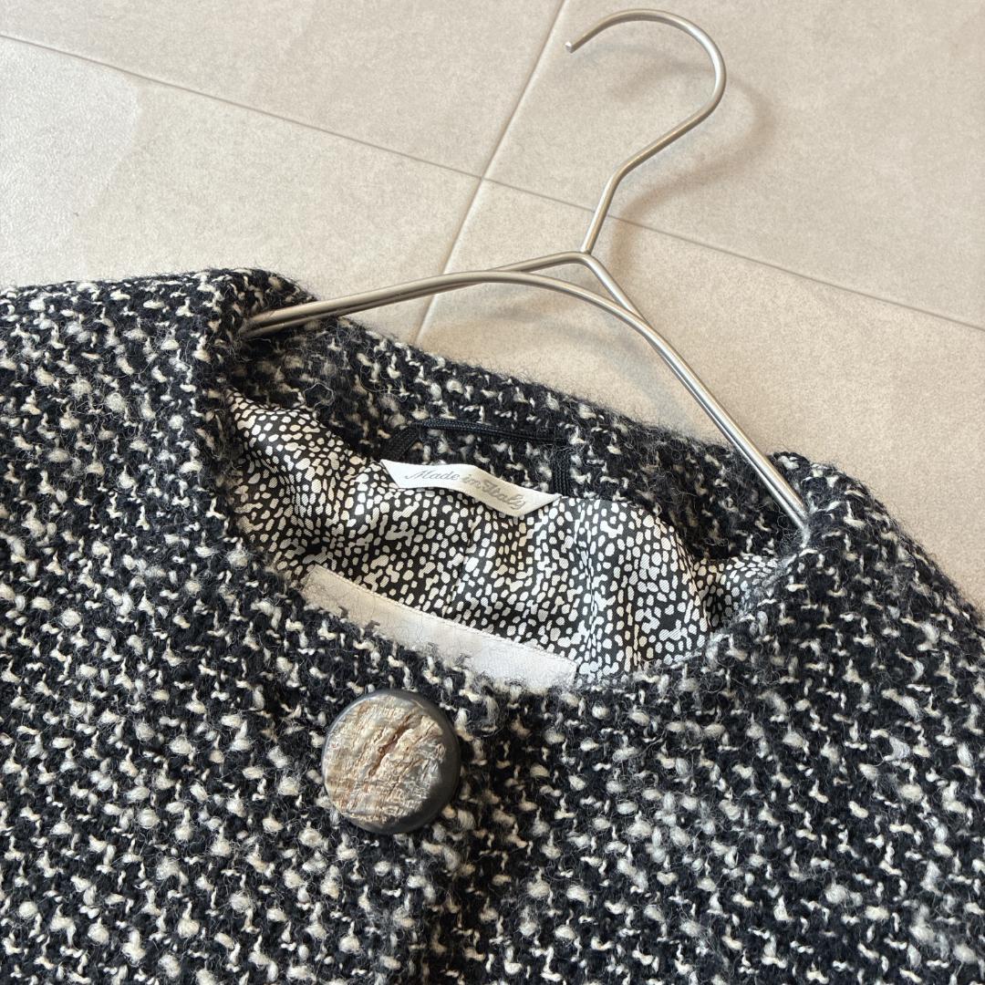 美品 最高級白タグ マックスマーラ♡ノーカラーツイードジャケット バージンウール