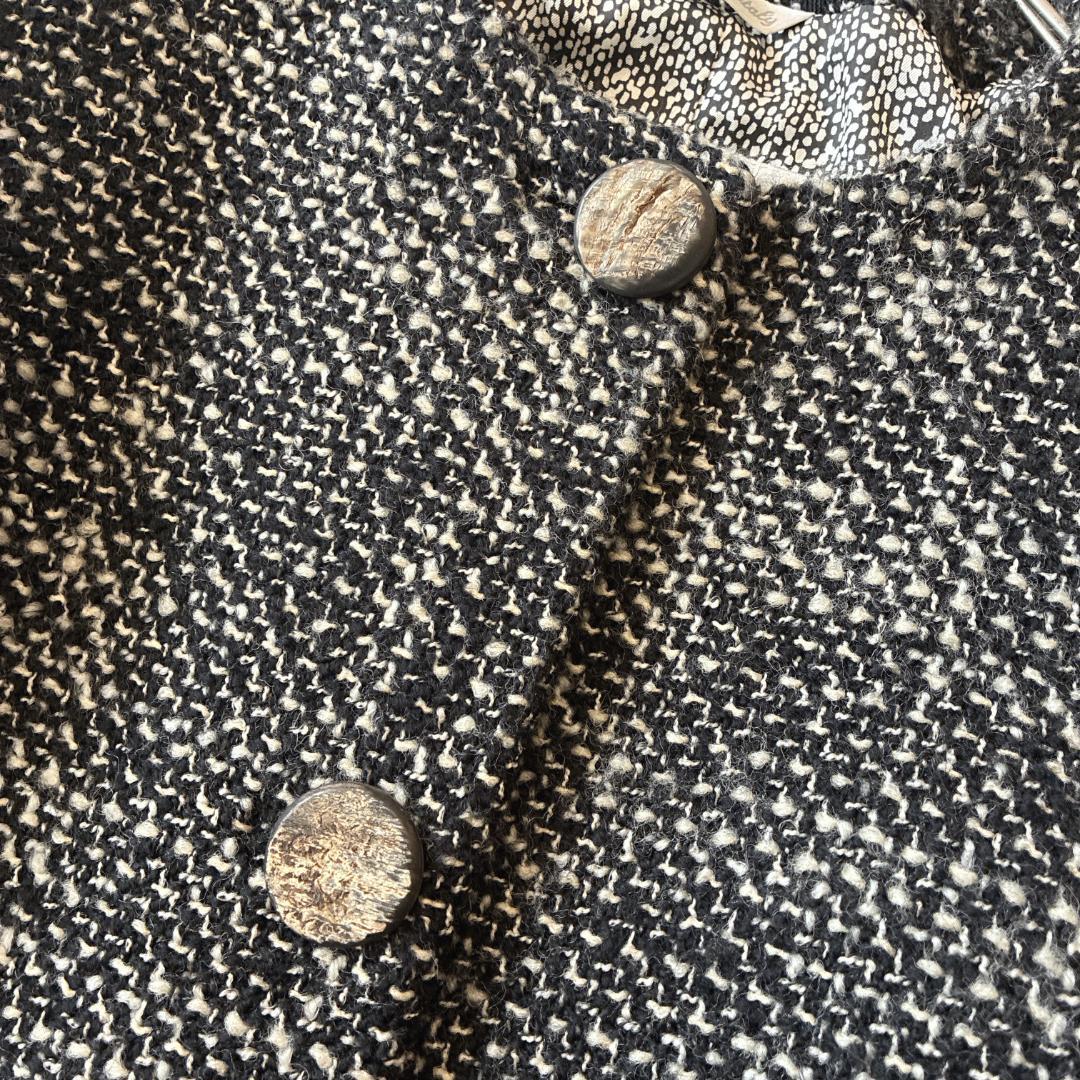 美品 最高級白タグ マックスマーラ♡ノーカラーツイードジャケット バージンウール