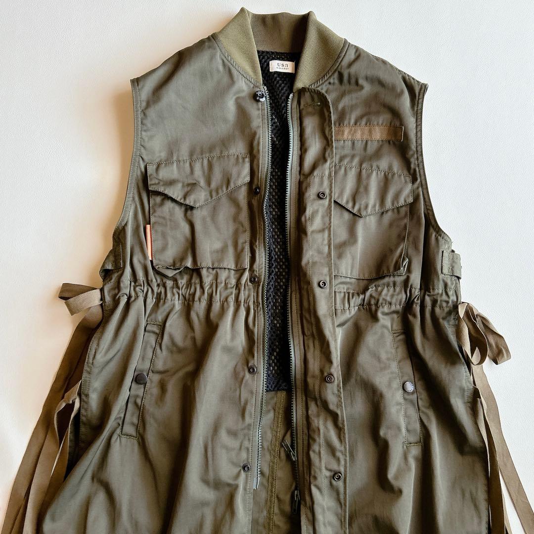 USU GALLERY 1％ ⿻ ミリタリー ロングベスト ジレ ギャザー 秋