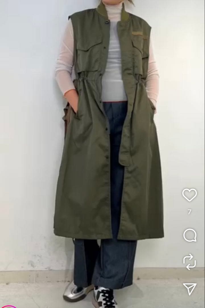 USU GALLERY 1％ ⿻ ミリタリー ロングベスト ジレ ギャザー 秋