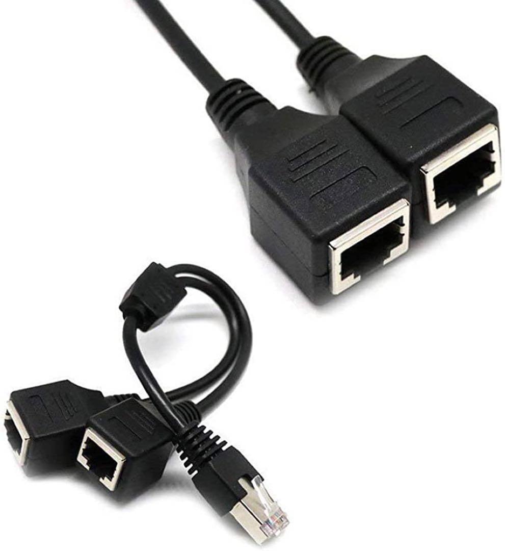 RJ45ネットワークスプリッタアダプタケーブル 1オスから2メスLANポート