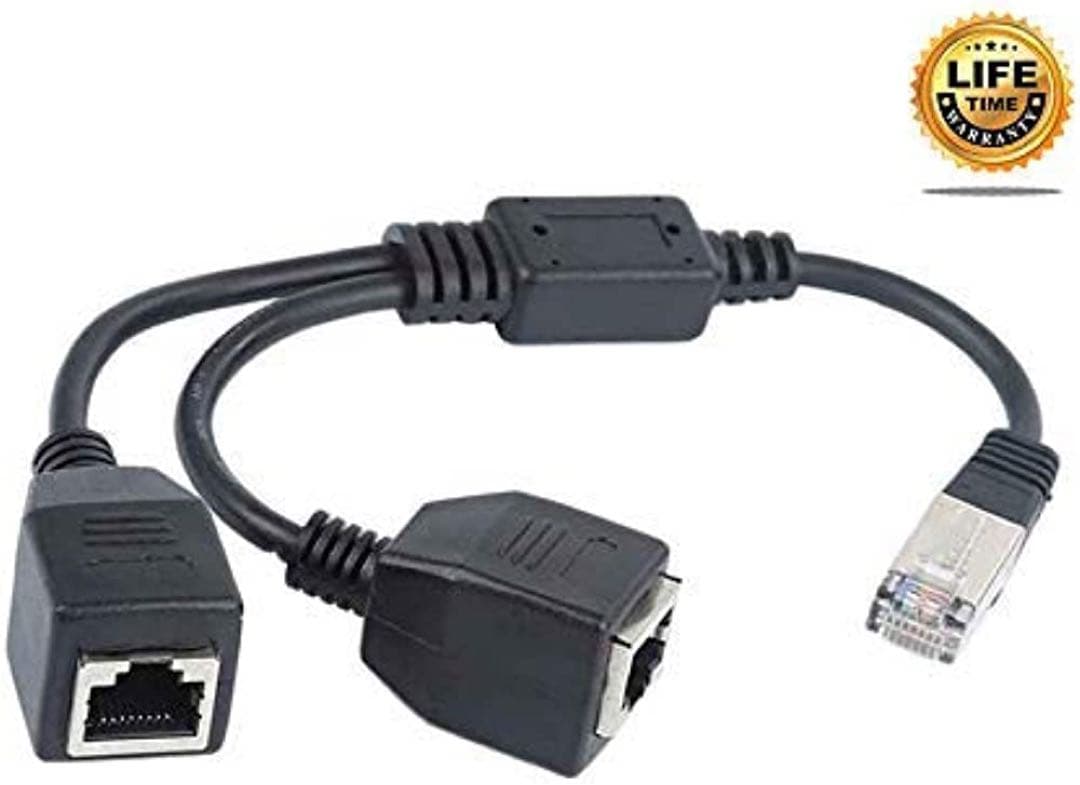 RJ45ネットワークスプリッタアダプタケーブル 1オスから2メスLANポート