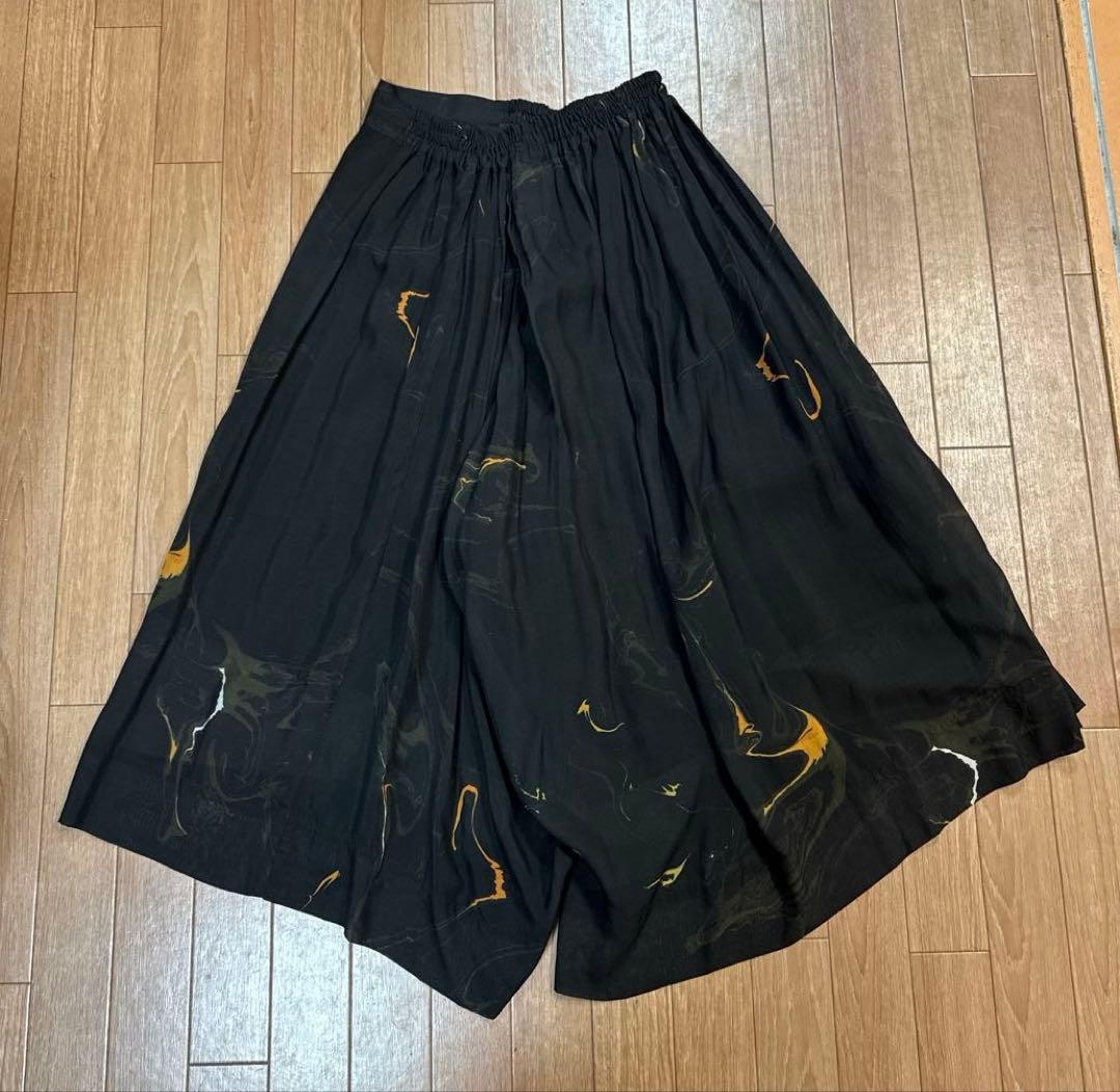 Y's ワイズ //墨流し(マーブル様デザイン)デザインパンツ size2 黒