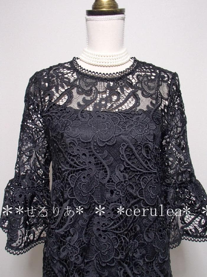 新品☆モニークルイリエMoniqueLhuillier☆高級刺繍レースドレス☆黒