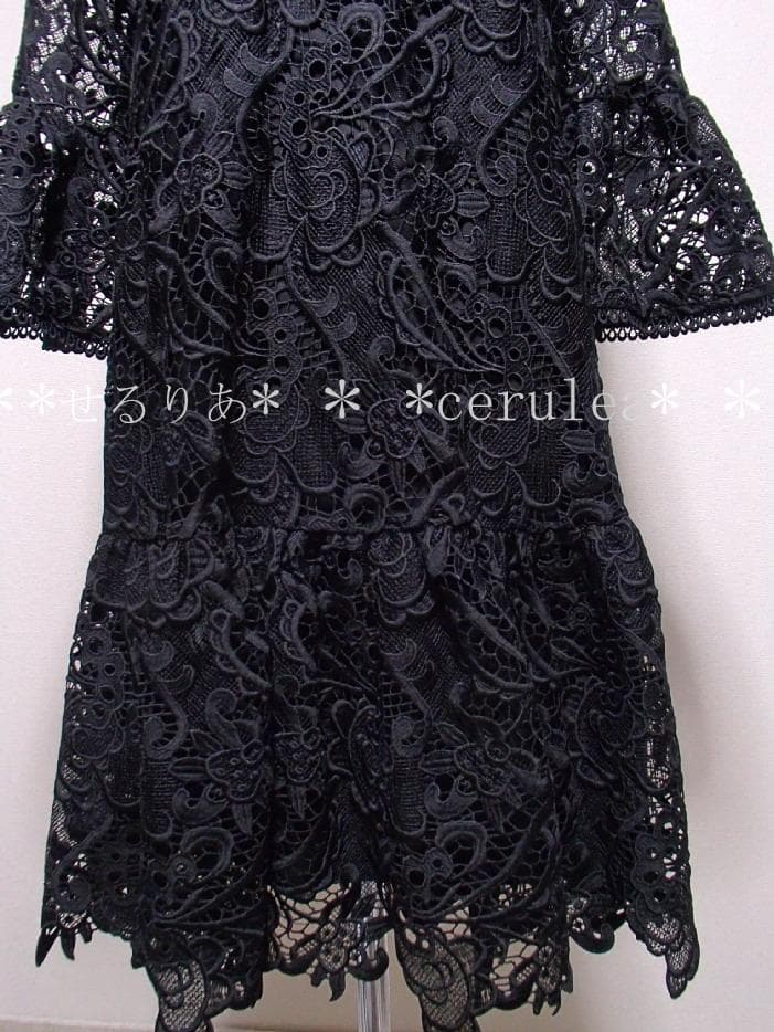 新品☆モニークルイリエMoniqueLhuillier☆高級刺繍レースドレス☆黒