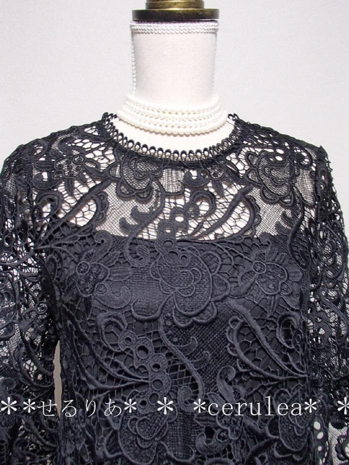 新品☆モニークルイリエMoniqueLhuillier☆高級刺繍レースドレス☆黒