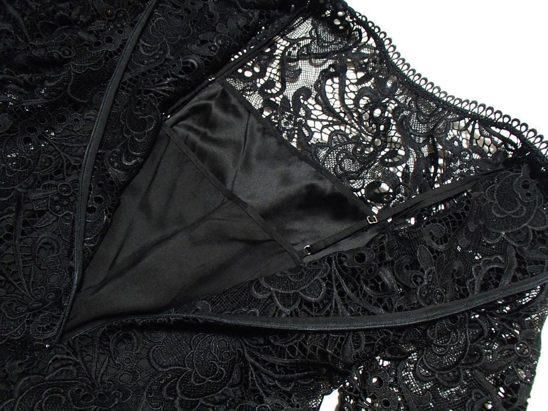 新品☆モニークルイリエMoniqueLhuillier☆高級刺繍レースドレス☆黒