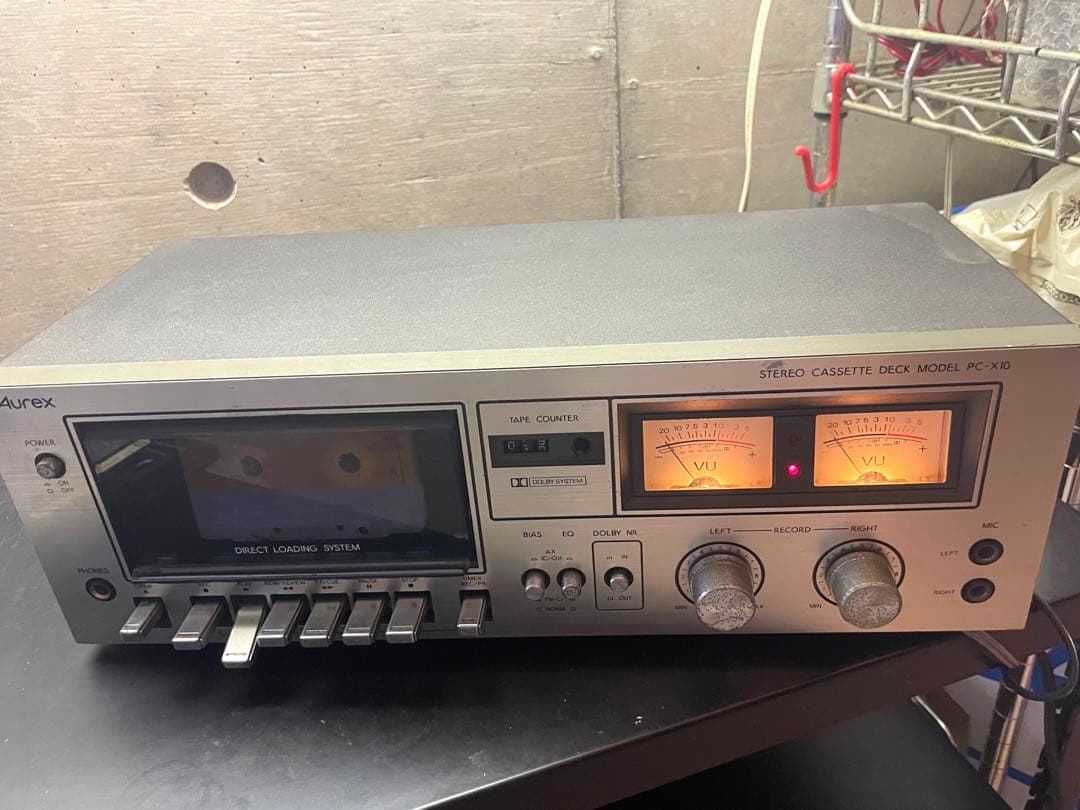 昭和レトロ　東芝Aurex カセットデッキ　PC-X10 ほぼ完動品