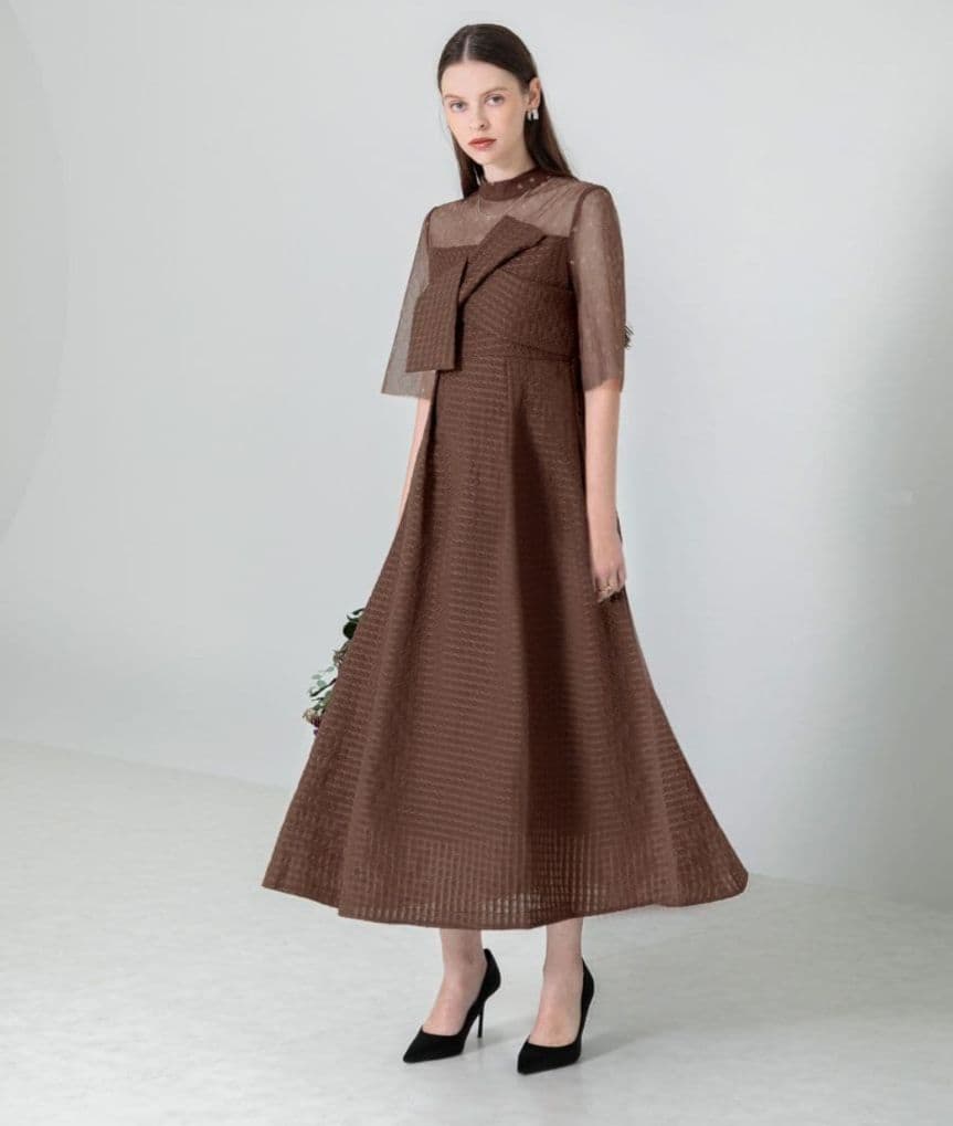 【LEJA】【定価21,700円】ビスチェ風切り替え　ワッフル生地ドレス