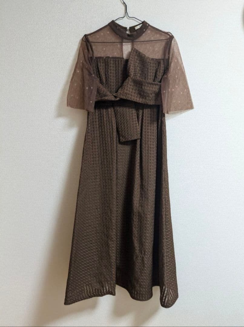 【LEJA】【定価21,700円】ビスチェ風切り替え　ワッフル生地ドレス