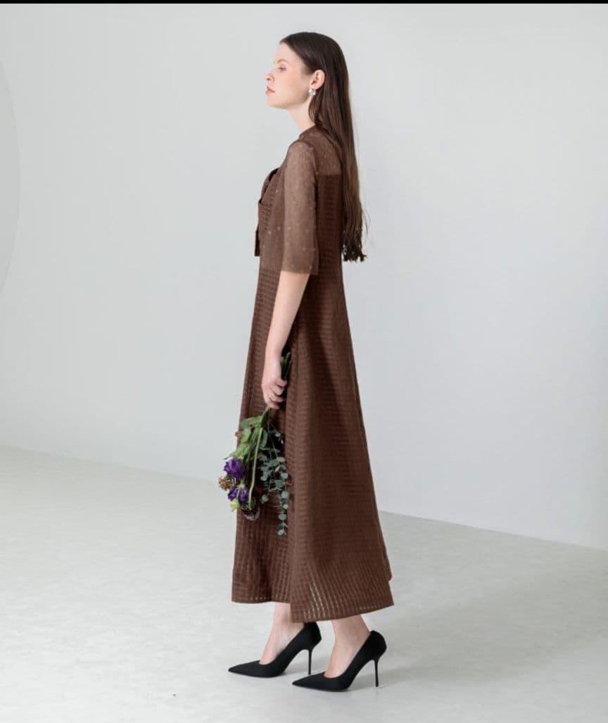 【LEJA】【定価21,700円】ビスチェ風切り替え　ワッフル生地ドレス