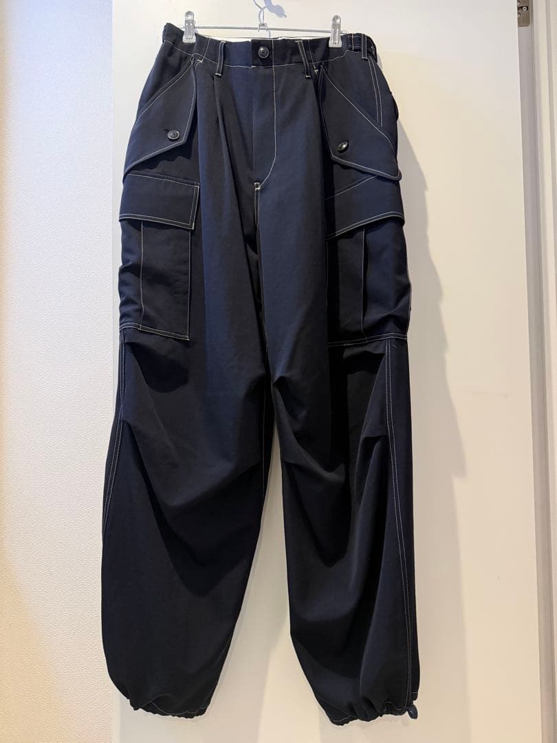 日本製コッキKHOKIウール100%ブラックカーゴパンツ