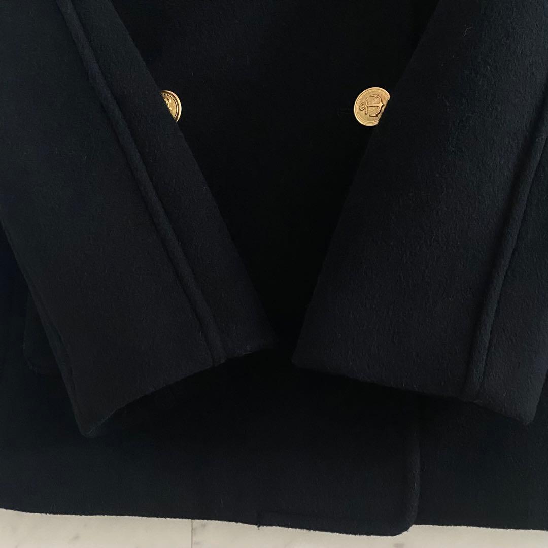 美品 ミュベール MUVEIL ゴールド釦 ダブルブレストウールコート 36