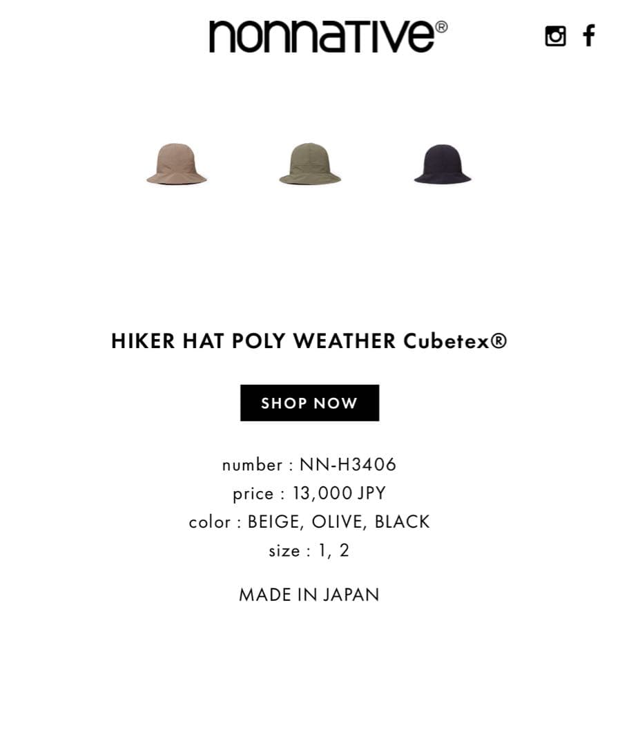 nonnative HIKER HAT WEATHER Cubetex® 茶