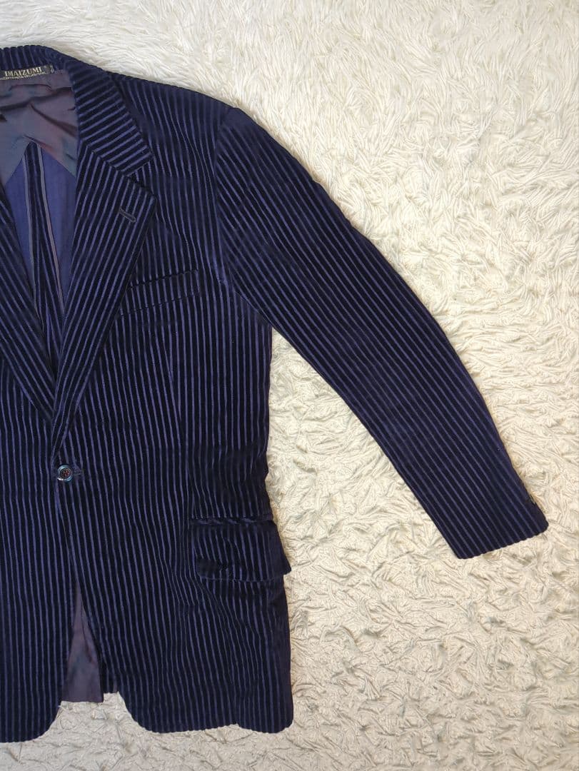 イマイズミ コーデュロイ テーラードジャケット ストライプ ネイビー