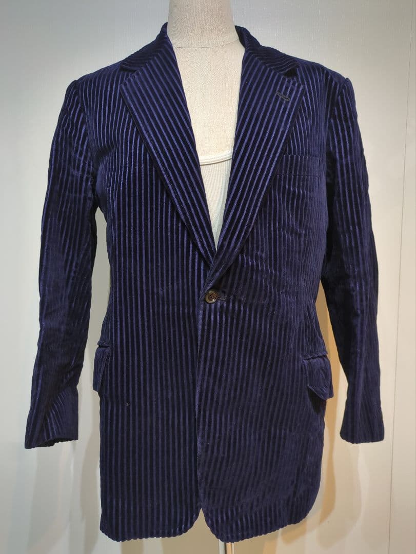 イマイズミ コーデュロイ テーラードジャケット ストライプ ネイビー