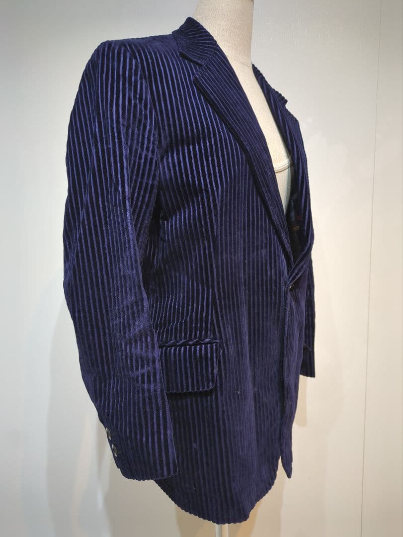 イマイズミ コーデュロイ テーラードジャケット ストライプ ネイビー