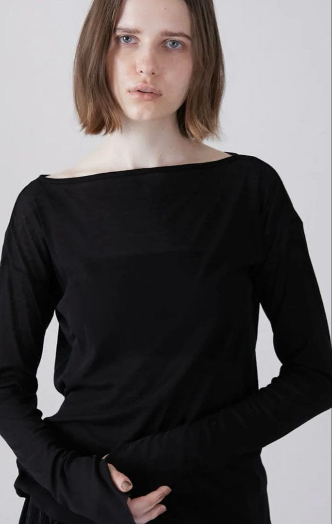 トップス LA PEAU DE GEM two piece sheer rib tee