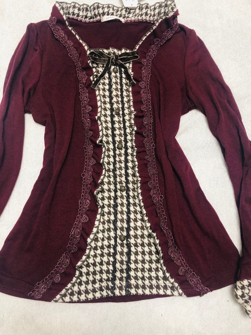 axes femme重ね着風トップス　チェック　リズリサ　系甘ロリ