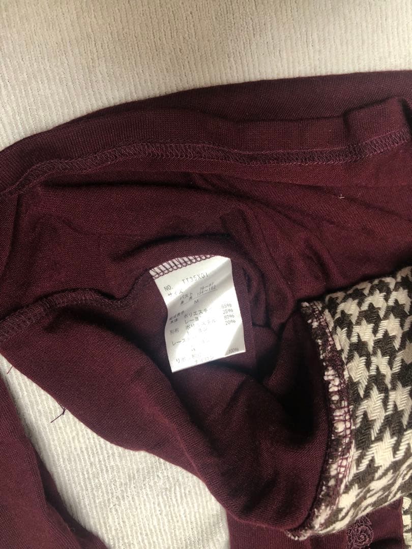 axes femme重ね着風トップス　チェック　リズリサ　系甘ロリ