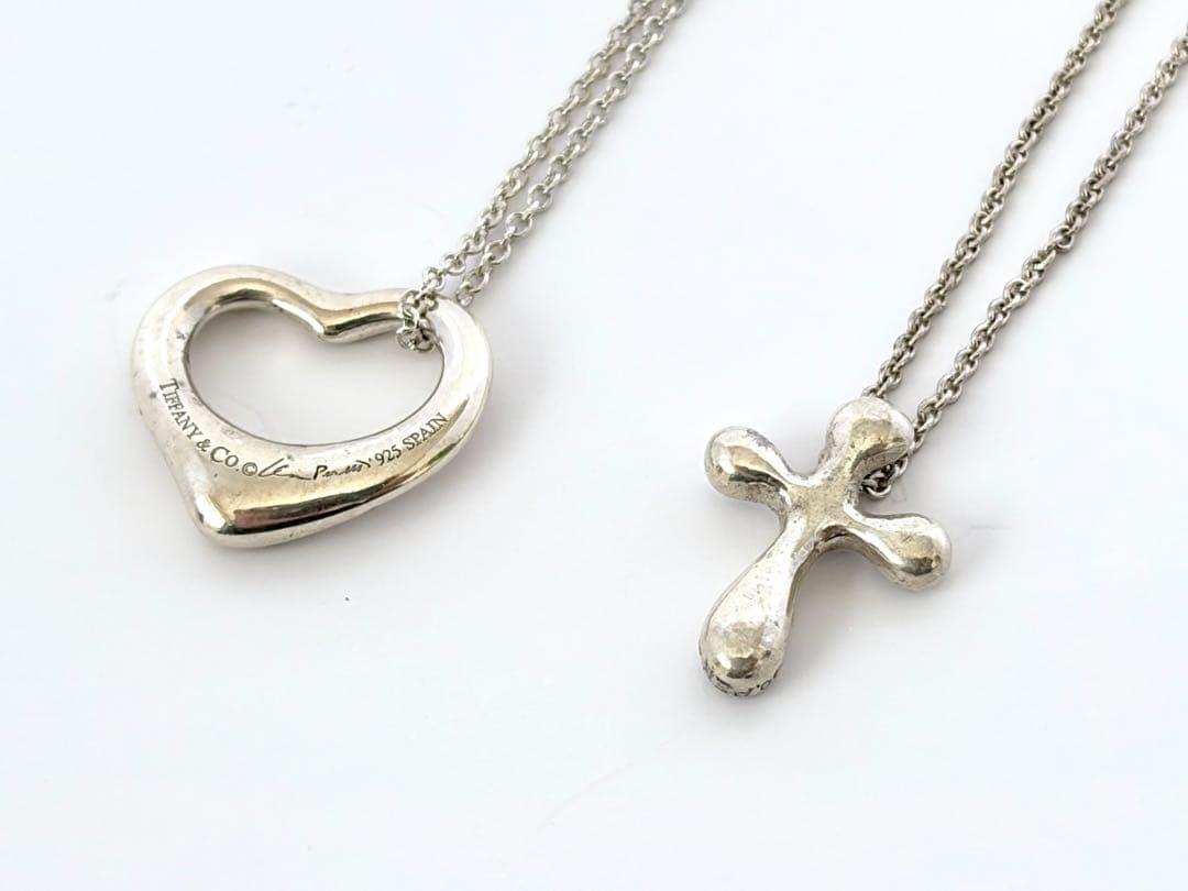 ティファニー 925 オープンハート スモールクロス シルバー ネックレス