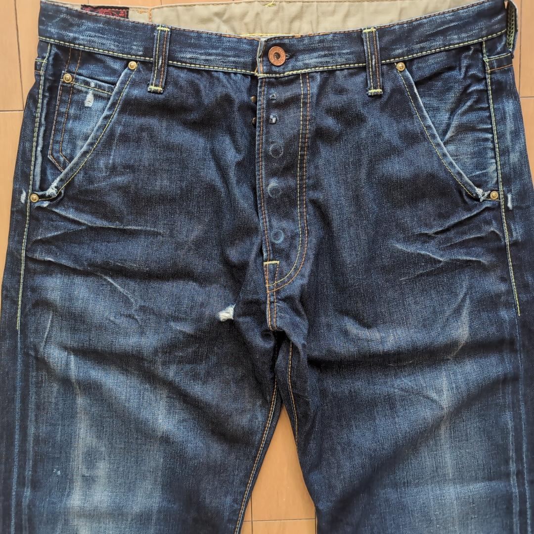 エヴィス EU ED ダメージジーンズ デニム 濃紺 33インチ 13F