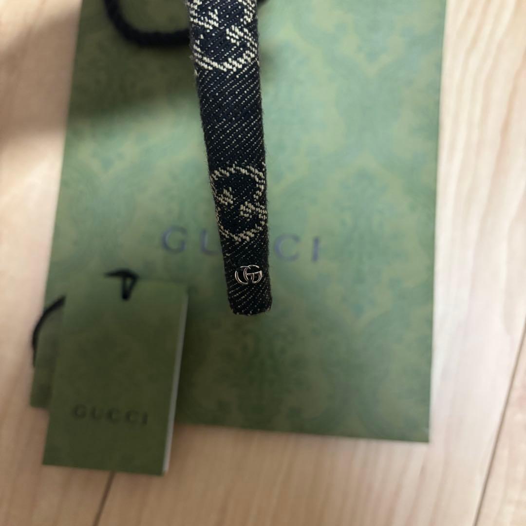 【人気】GUCCI グッチ GG柄キャンバス デニム カチューシャ