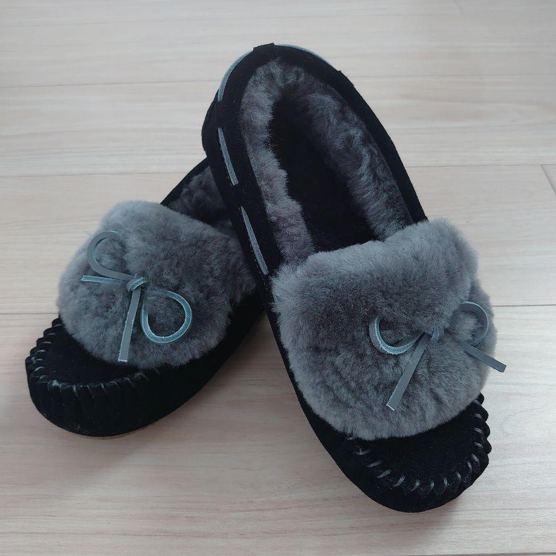 新品未使用 EMU Australia ファー付リボン付　モカシンAMITY