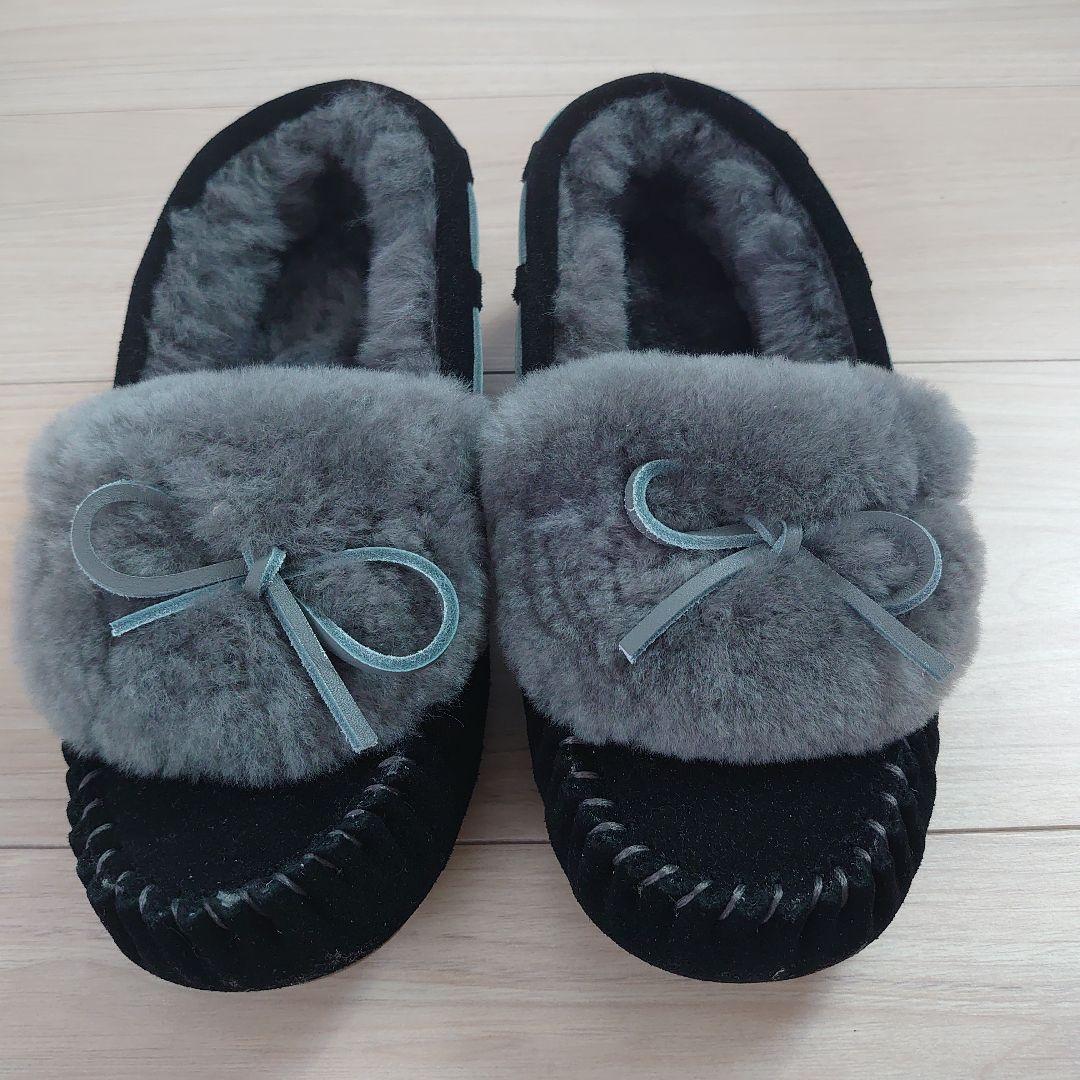 新品未使用 EMU Australia ファー付リボン付　モカシンAMITY