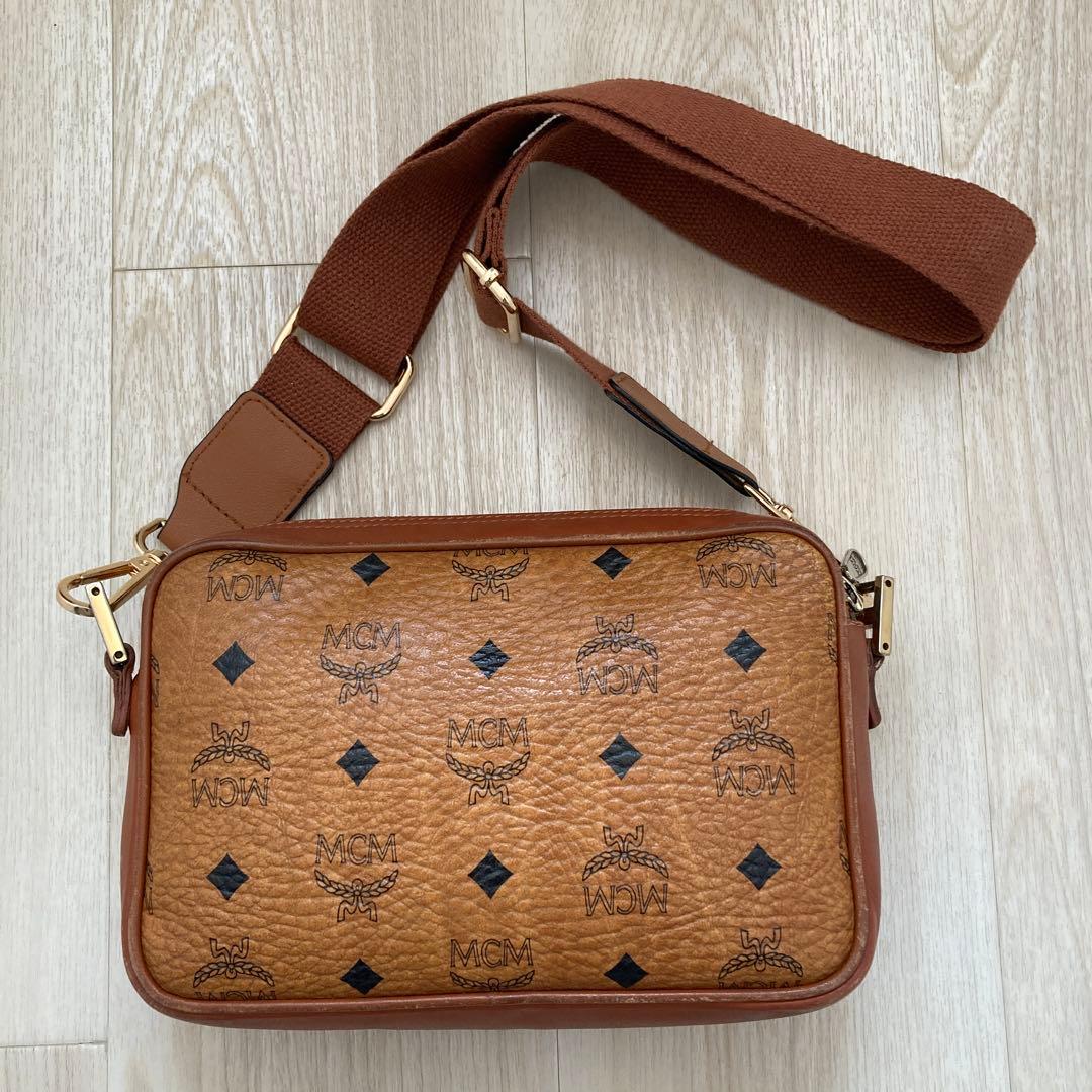 た*ろ様 MCM ブラウンレザー ベルト新品　ショルダーバッグ