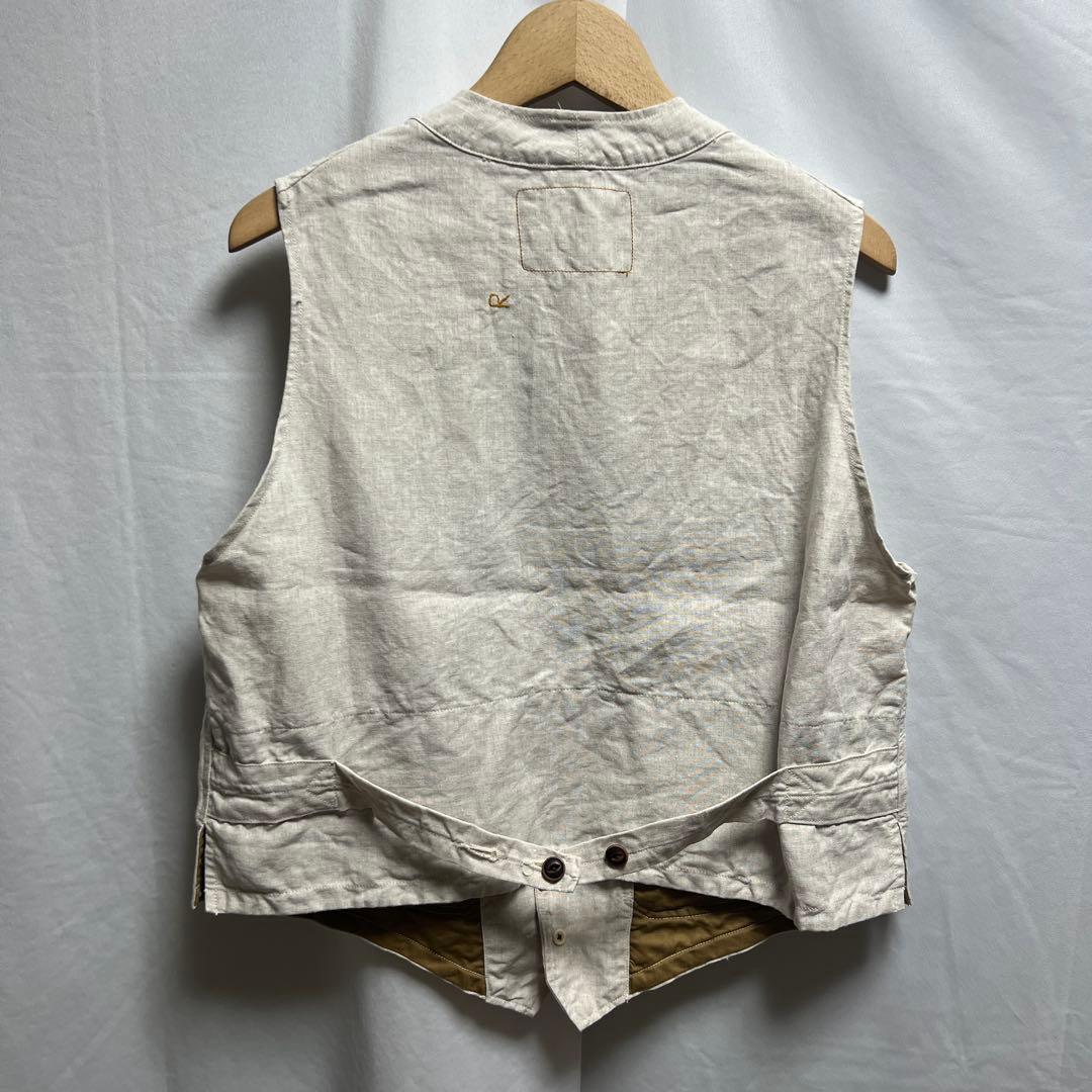 45R 908 リネン　ベスト　生成り　4ポケット　麻100%