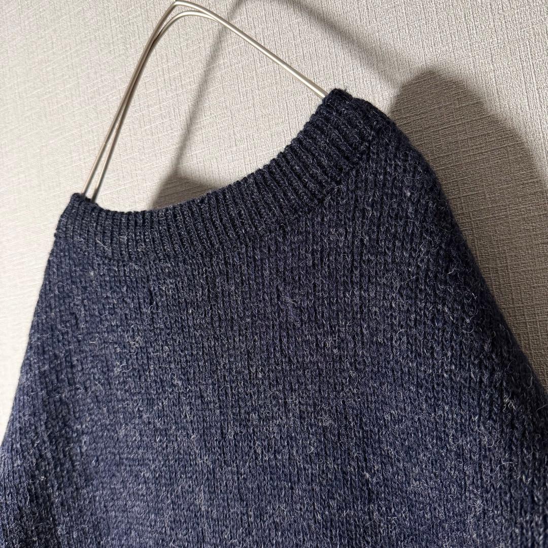 ノルウェー製★L.L.Bean バーズアイニット ハーフボタン ネイビー 人気L