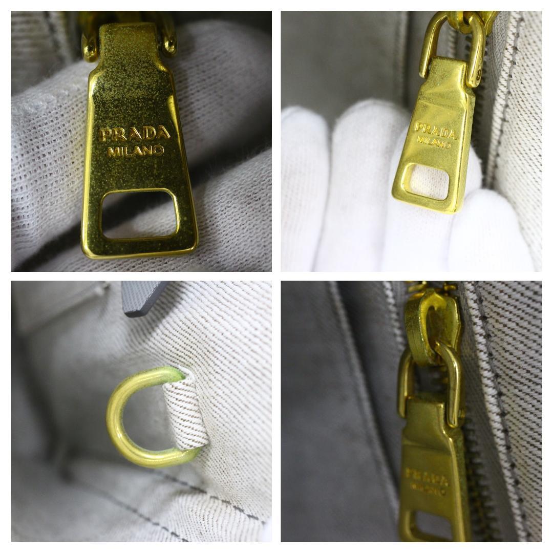 ◇良品 PRADA 2Way ハンドバッグ カナパ デニム ビアンコ Mサイズ