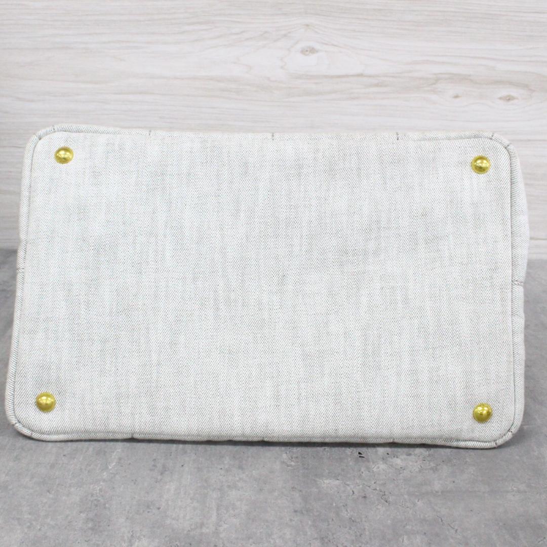 ◇良品 PRADA 2Way ハンドバッグ カナパ デニム ビアンコ Mサイズ