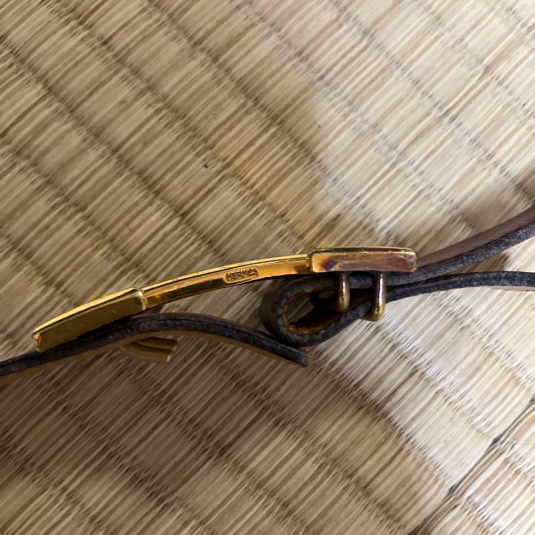 ボルドーレザー H型バックル ベルト