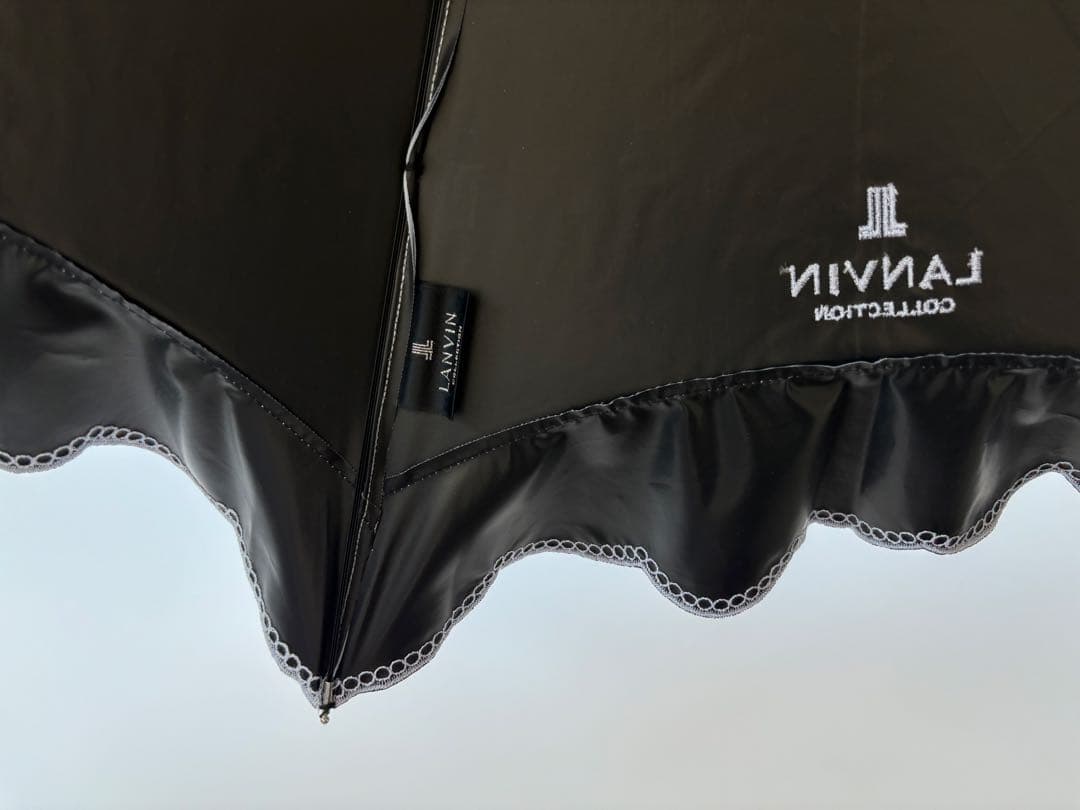 【新品】ランバンコレクション　日傘　楽折　刺繍　フリル　折りたたみ　晴雨兼用