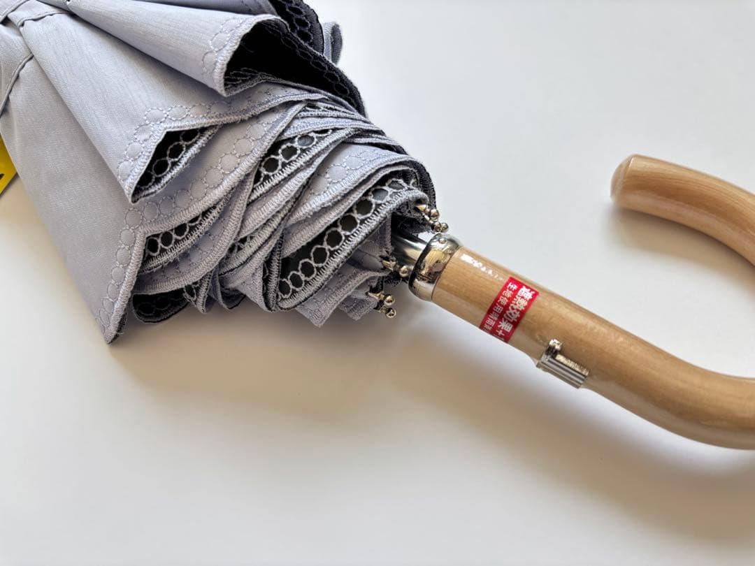 【新品】ランバンコレクション　日傘　楽折　刺繍　フリル　折りたたみ　晴雨兼用