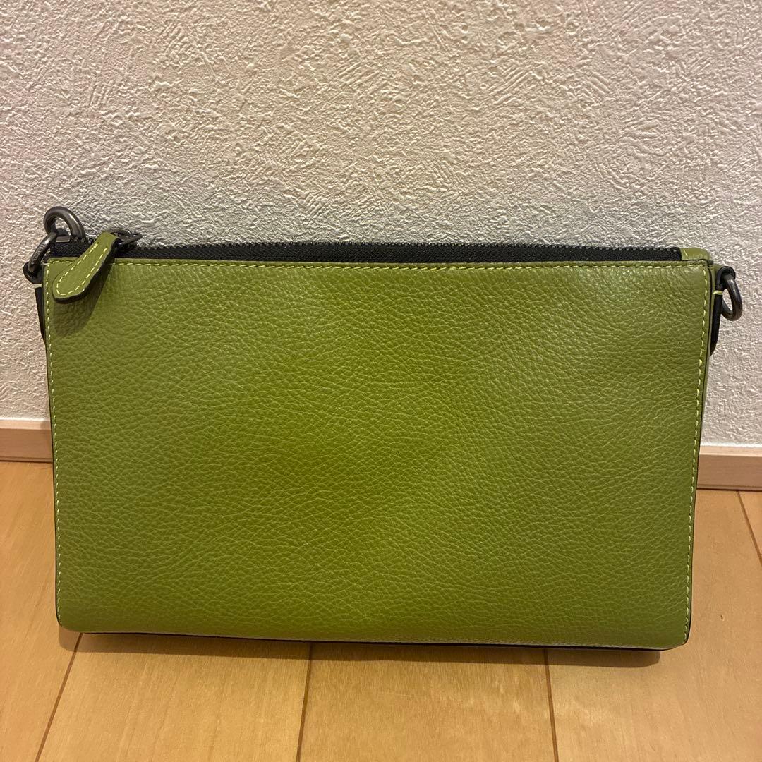 COACH グリーン レザー ショルダーバッグ