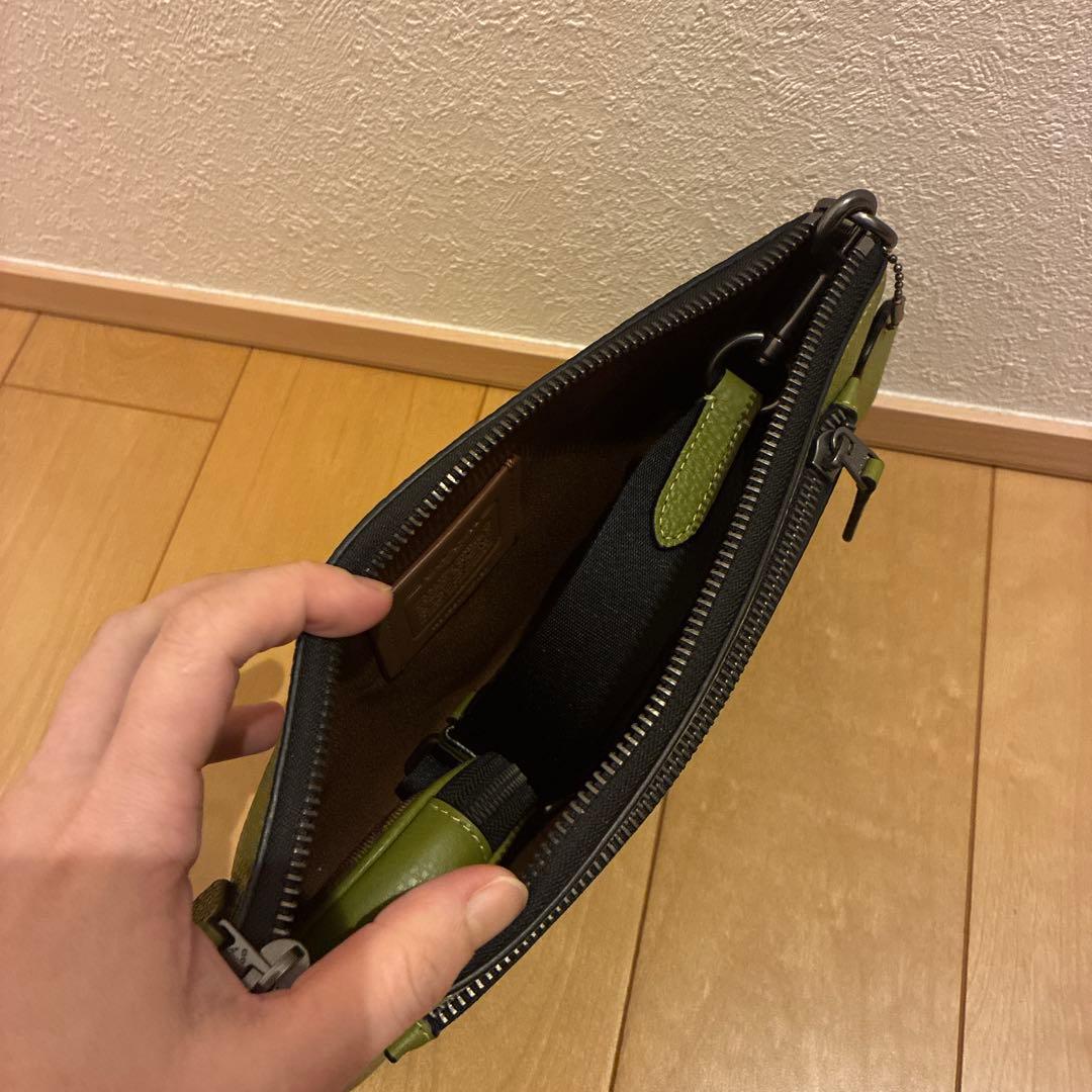 COACH グリーン レザー ショルダーバッグ