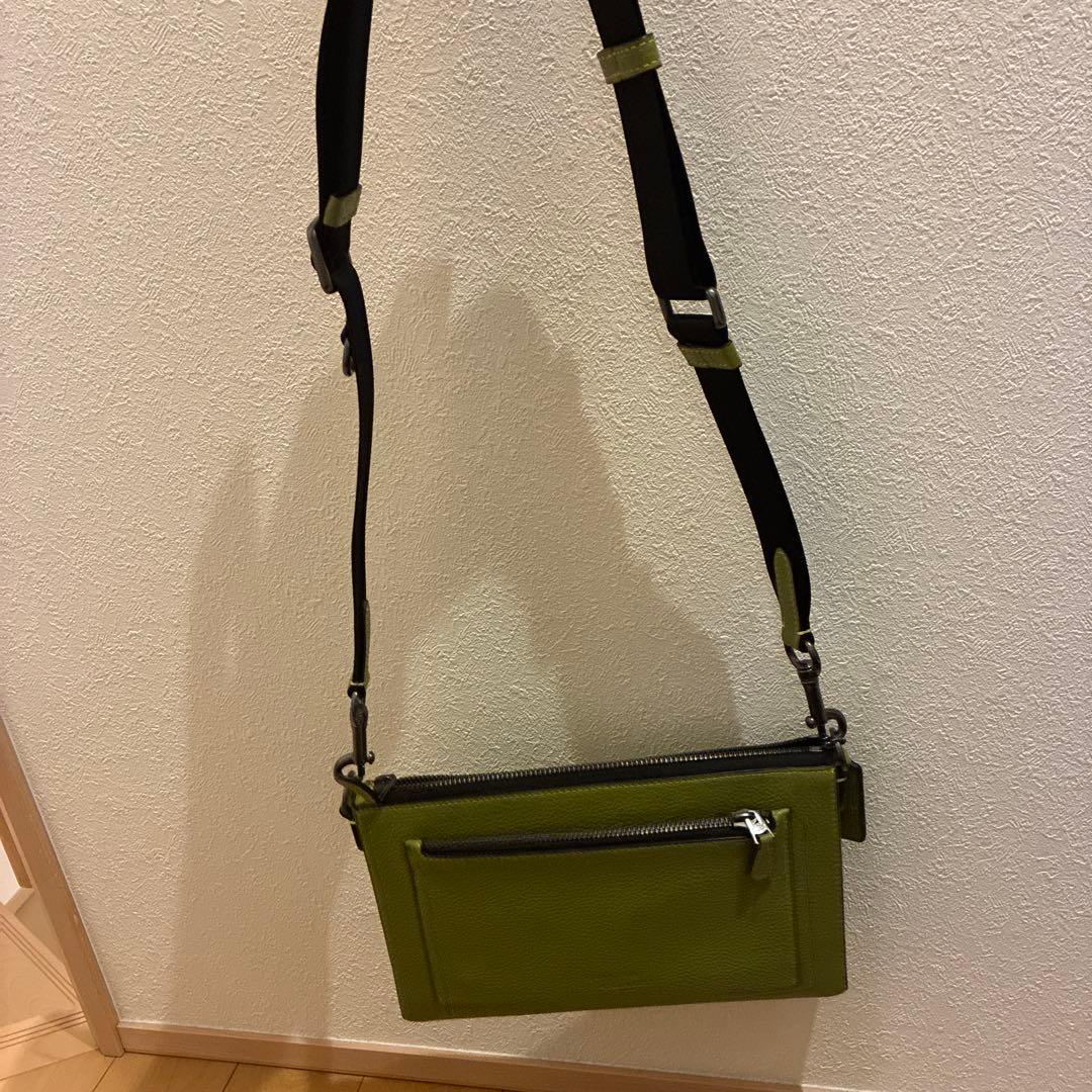 COACH グリーン レザー ショルダーバッグ