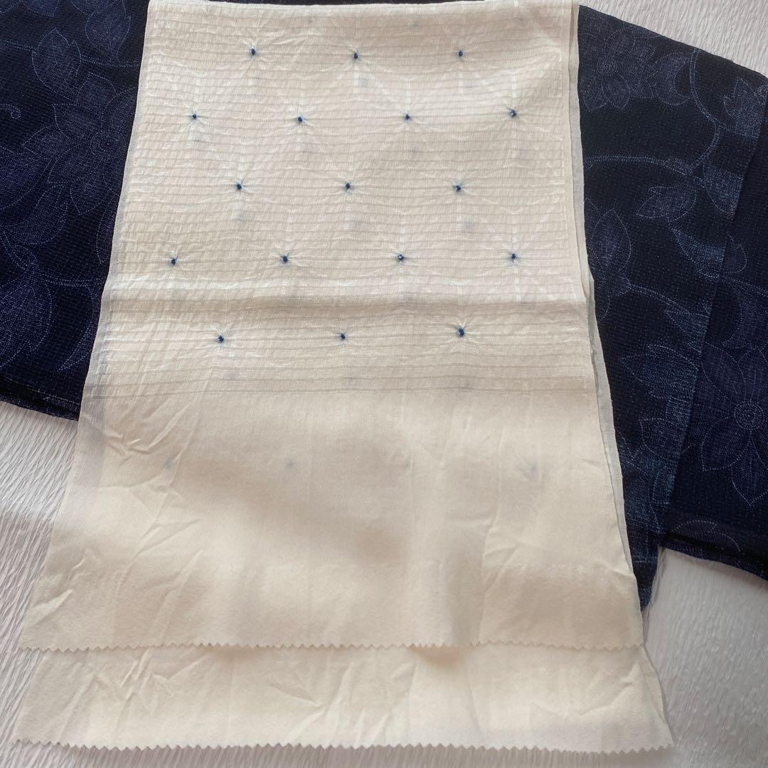 綿紅梅　ネイビー浴衣