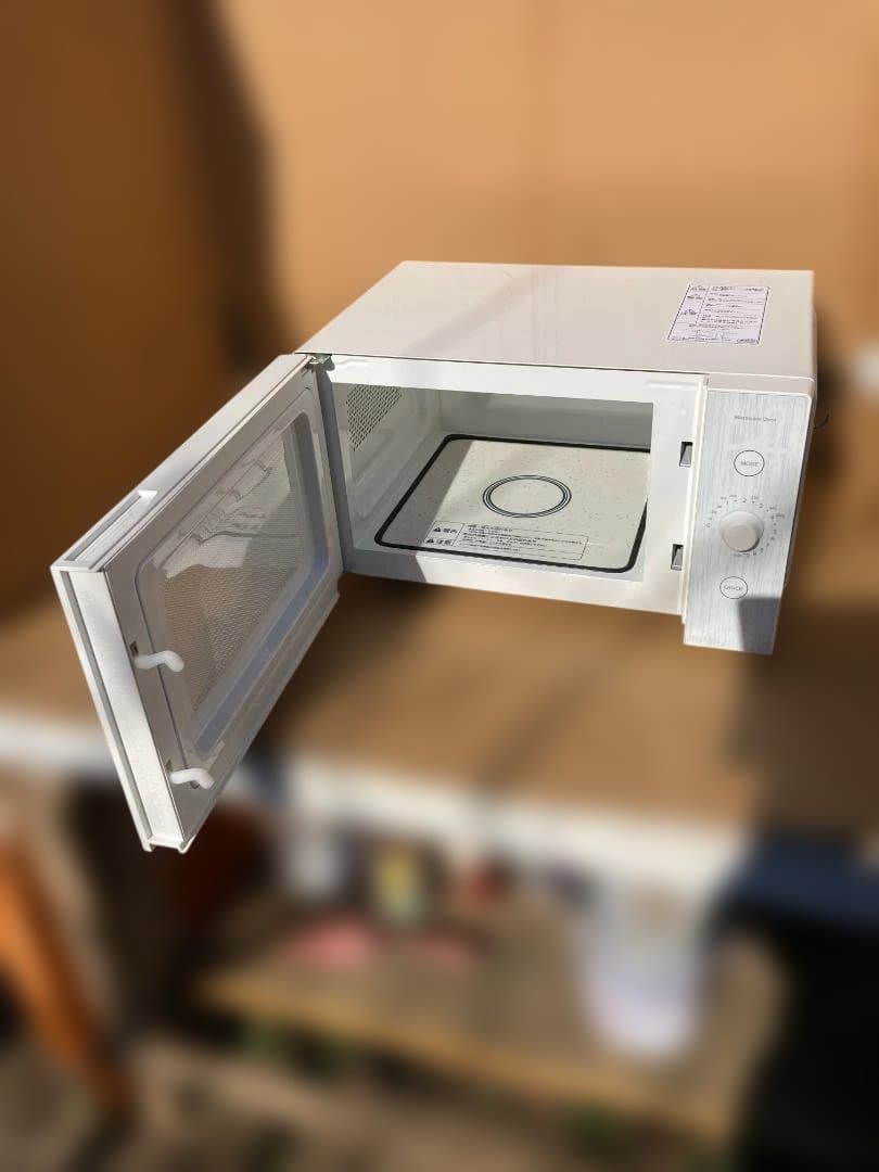 山善ホワイト電子レンジ 18lコンパクト ダイヤル式