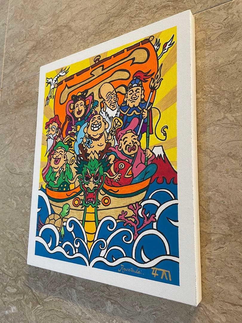 うさ☆ 開運絵画 七福神 アクリル画 絵画 龍ノツカイ 金運